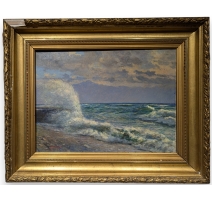 Tableau "Vagues sur le Léman", signé GILLIAND