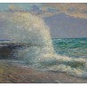 Tableau \"Vagues sur le Léman\", signé GILLIAND