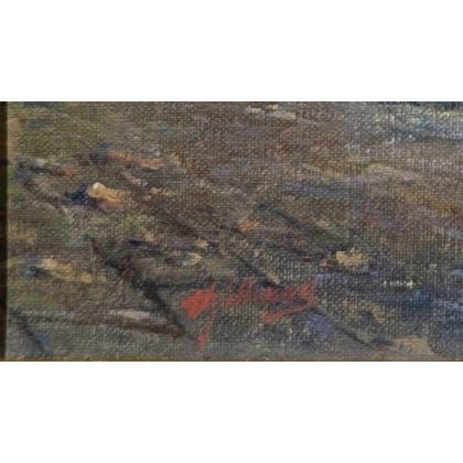 Tableau \"Vagues sur le Léman\", signé GILLIAND