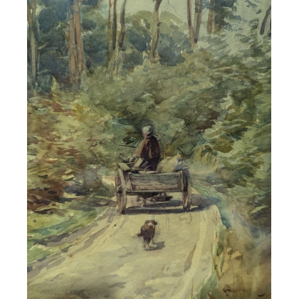 Aquarelle "Chemin" monogrammée