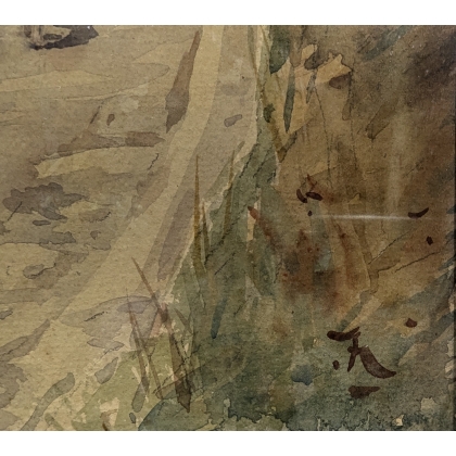 Aquarelle "Chemin" monogrammée