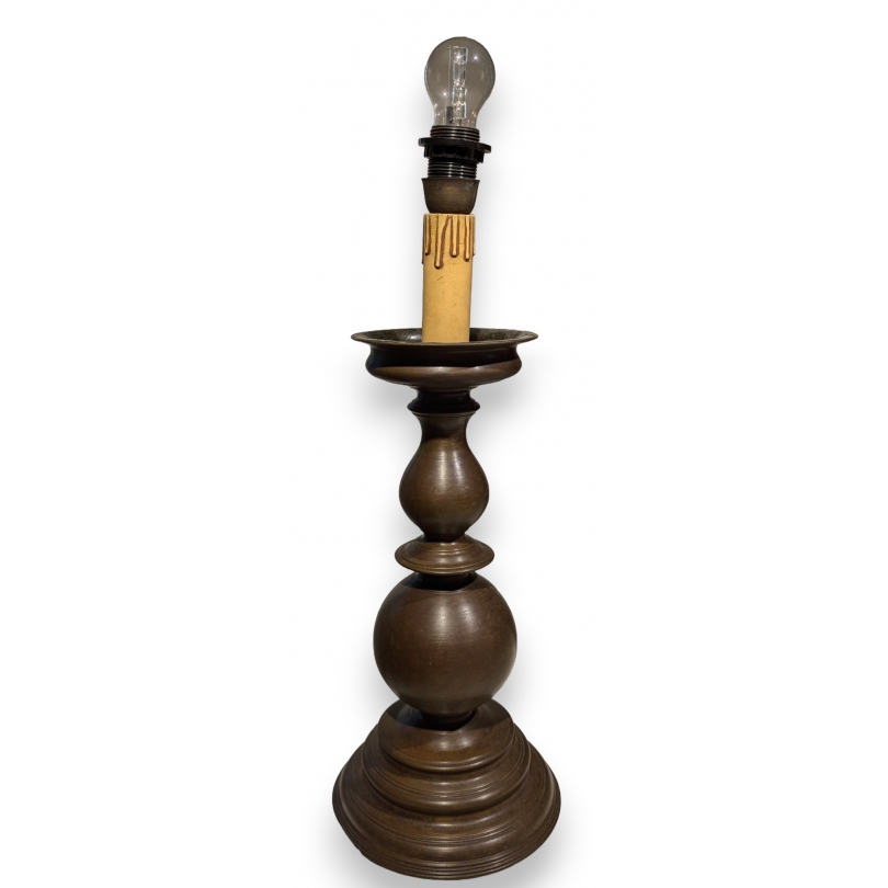 Lampe cierge Baroque en bronze