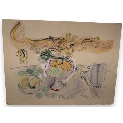 Sérigraphie \"Coupe de fruits sur la table\"