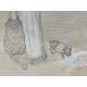 Dessin "Scène de rue" signé AUBÉ
