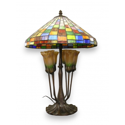  Lampe "Pensées" en mosaïque à 6 lumières sur  Moinat SA  - Antiquités décoration