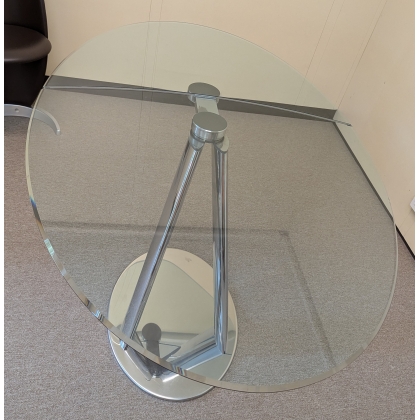 Table Policleto Jazz en verre et métal chromé