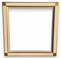 Cadre carré en bois crème et or