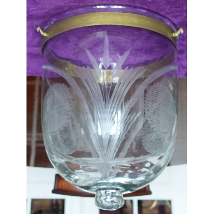 Suspension grand globe en verre gavé