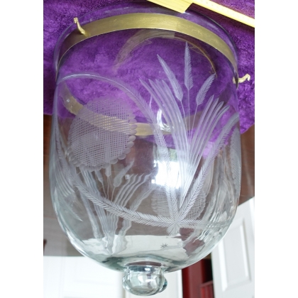 Suspension grand globe en verre gavé