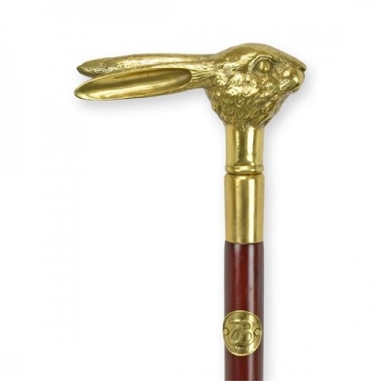 Walking stick with a bronze rabbit handle