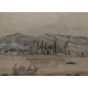 Dessin "La Tour de Peilz" signé STEINLEN 1852