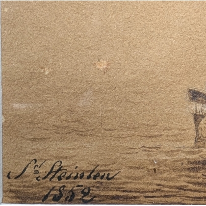 Dessin "La Tour de Peilz" signé STEINLEN 1852