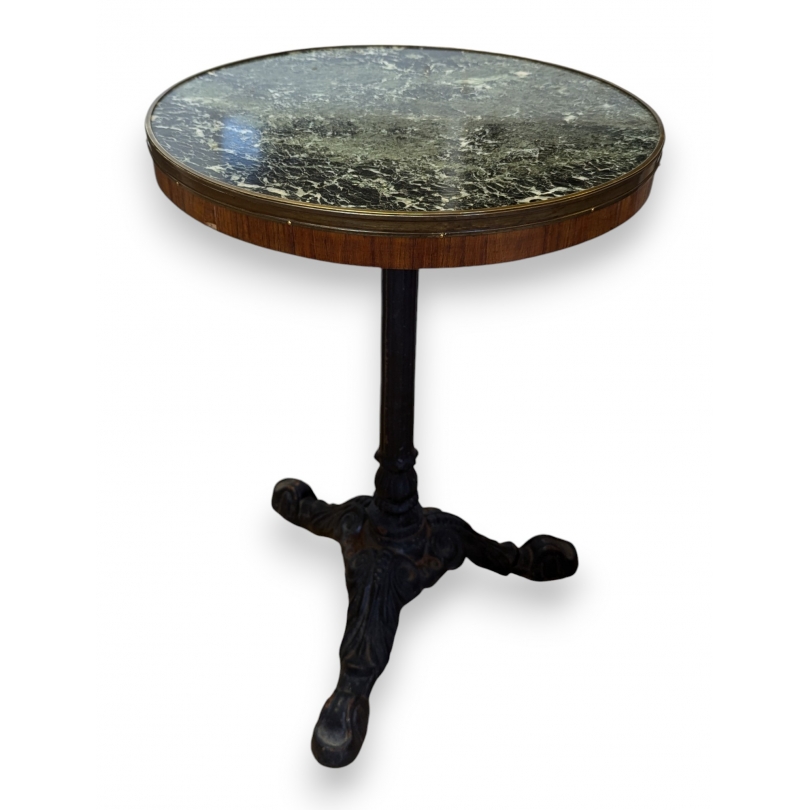 Table de bistro, plateau en bois et marbre