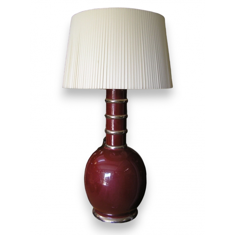  Lampe en porcelaine  coloris sang de sur  Moinat SA  - Antiquités décoration