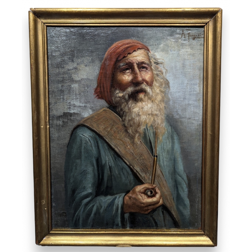Paintings | Oil on canvas painting "Man with Moinat SA" – Antiques and home décor
