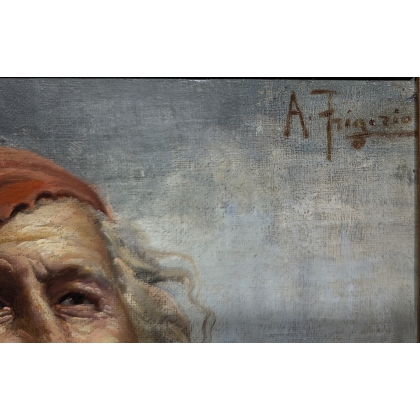 Paintings | Oil on canvas painting "Man with Moinat SA" – Antiques and home décor