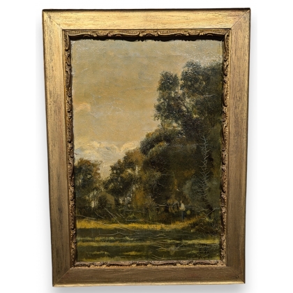 Tableau \"Aurée du bois\" signé E. PARIS