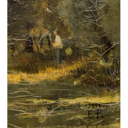 Tableau \"Aurée du bois\" signé E. PARIS