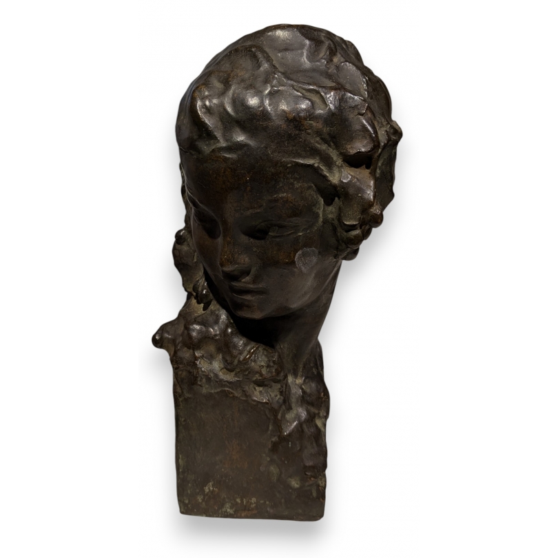 Buste \"Jeune fille\" en bronze signé GENNARELLI
