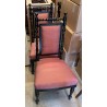 Paire de chaises Napoléon III noires, tissu rose