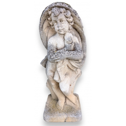 Stone sculpture entitled ‘Cherub with a Shawl’