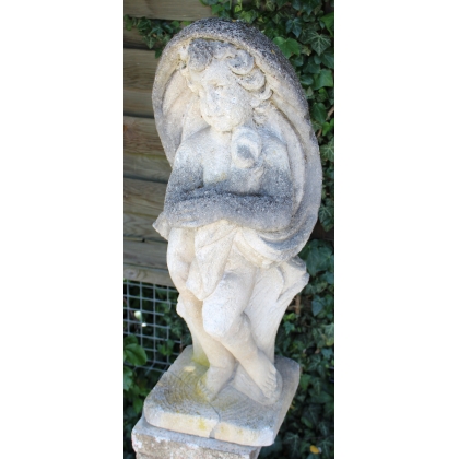 Stone sculpture entitled ‘Cherub with a Shawl’