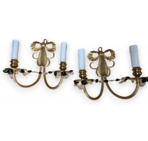 Paire d'appliques en laiton
