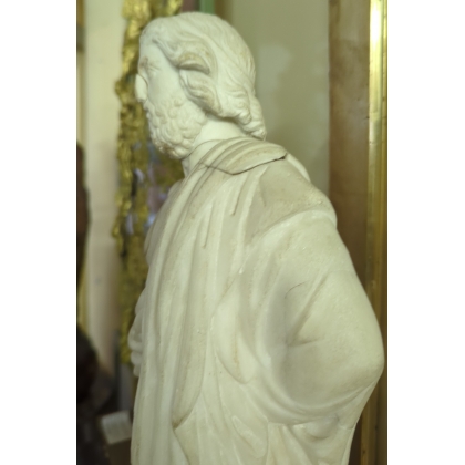  Statue en marbre blanc, tête d'époque sur  Moinat SA  - Antiquités décoration