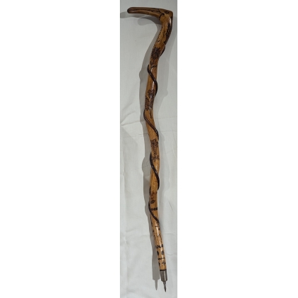 Canne monoxyle poignée Oiseau en bois sculpté