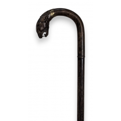 Walking stick with a panther-shaped handle in 800 silver