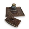 Inkwell and blotting pad in embossed leather