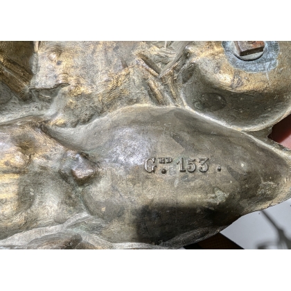 Encrier Grue en bronze