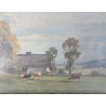 Tableau \"Vaches et chalet\" signé F. HUGUENIN L