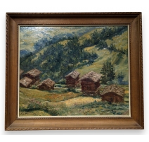 Tableau "Grimentz" signé J.A. MUSSLER