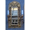 Paire d'appliques miroir en laiton ajouré