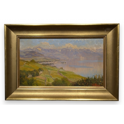 Tableau \"Vue du Lac\" signé A. PONCI