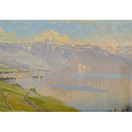 Tableau \"Vue du Lac\" signé A. PONCI