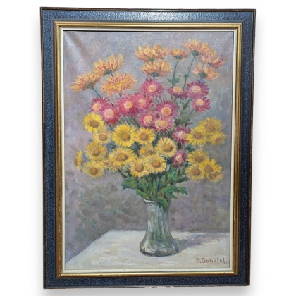 Tableau \"Bouquet de fleurs\" signé P. SOKOLOFF