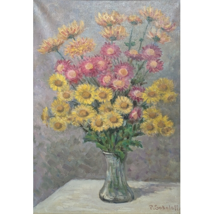 Tableau \"Bouquet de fleurs\" signé P. SOKOLOFF