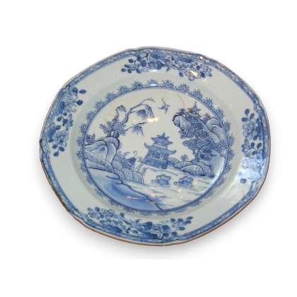Assiette en porcelaine chinoise bleu