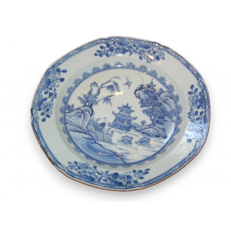 Assiette en porcelaine chinoise bleu