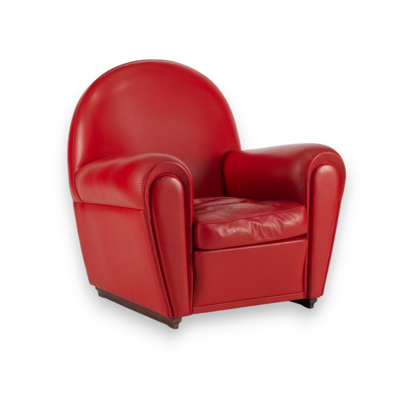 Fauteuil club Vanity Fair en cuir rouge