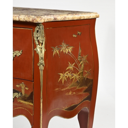 Commode style Louis XV chinoise rouge