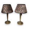 Paire de bougeoirs en bronze montés en lampe