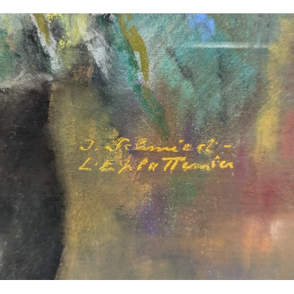 Pastel "Anémones" signé J. SCHMIED-L'EPLATTENIER