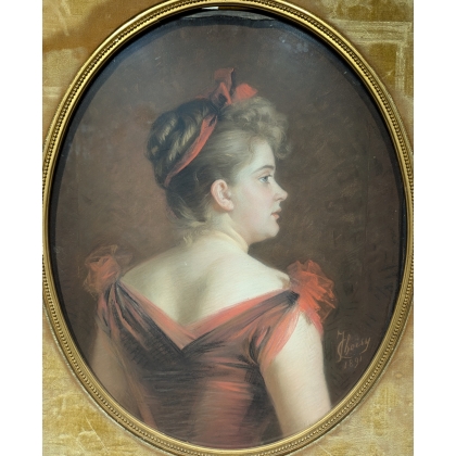Pastel "Portrait" signé J. CHOISY 1891