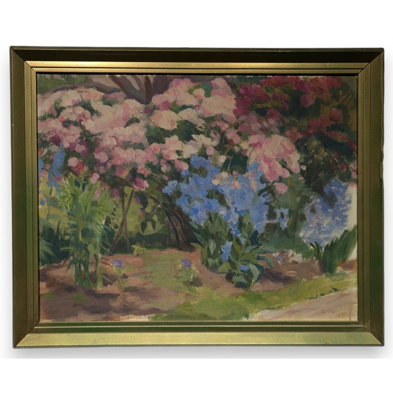 Tableau \"Platebande\" signé E. OSER 1931