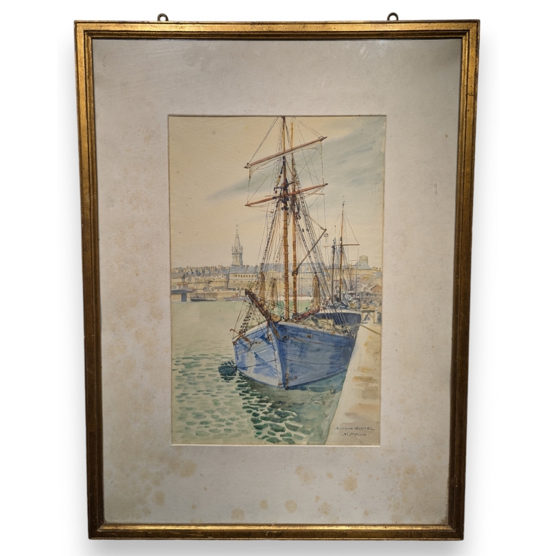 Aquarelle "St-Malo" signée Edmond BOITEL