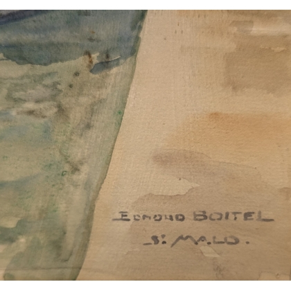 Aquarelle "St-Malo" signée Edmond BOITEL
