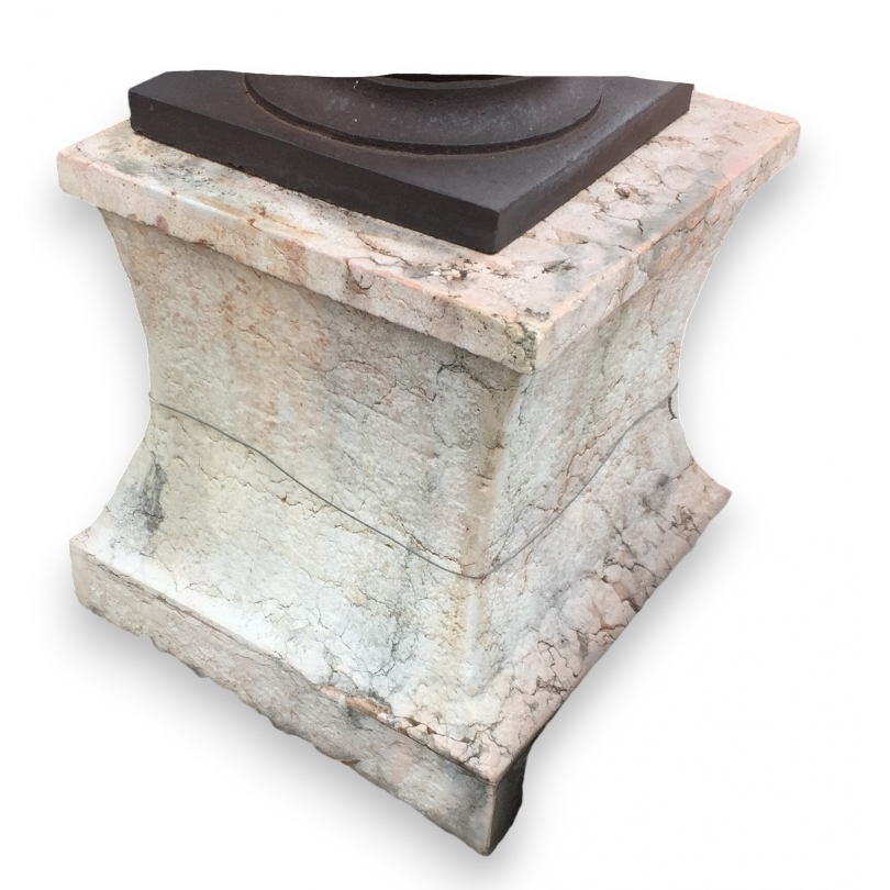 Large square plinth in pink marble